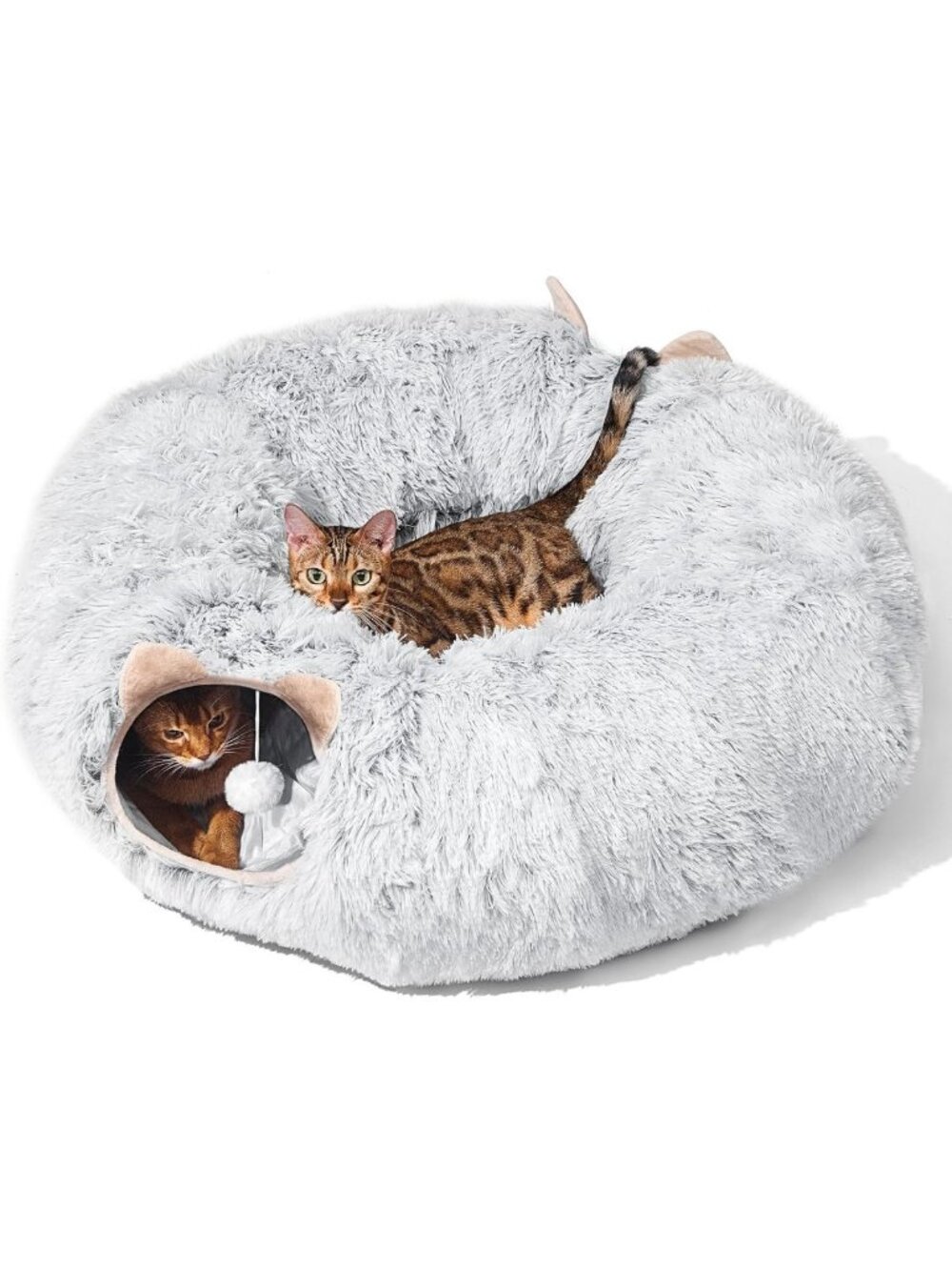 Cozy Cat Tunnel & Bed - Soft Plush Peekaboo Cave, Multifunctional Playground for